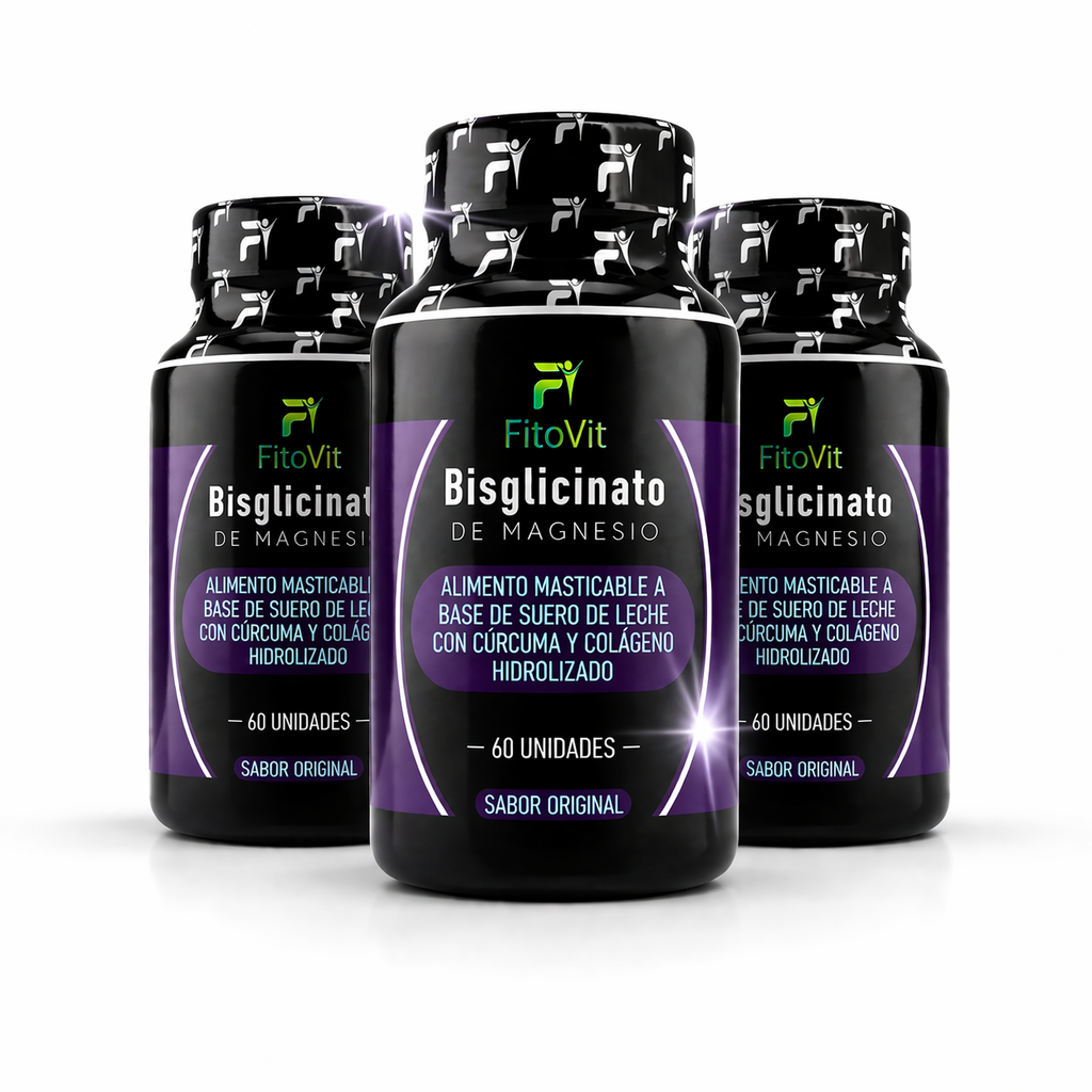 Bisglicinato de Magnesio FitoVit x180 | 3 Frascos + Envío GRATIS